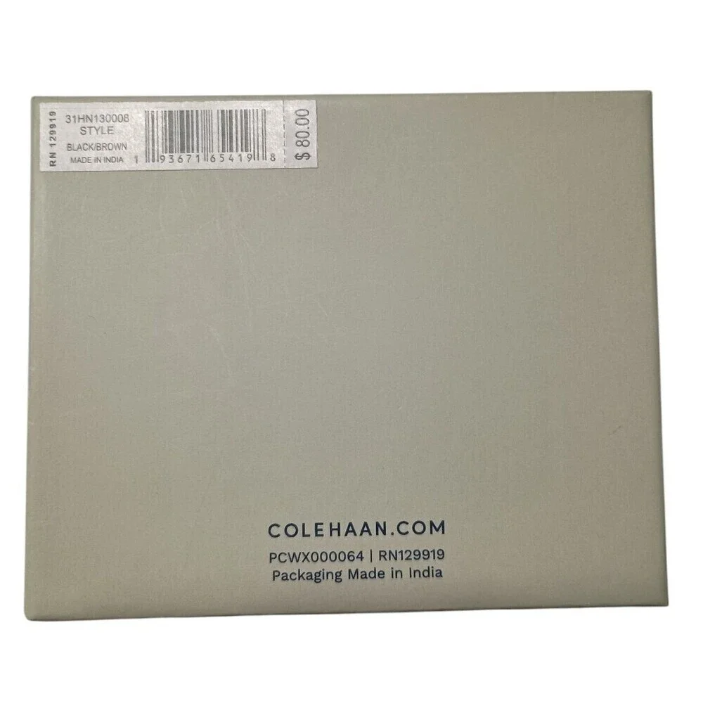 Cole Haan Leather Slim Billfold Wallet Brown Black Mens Classic Gift New in Box